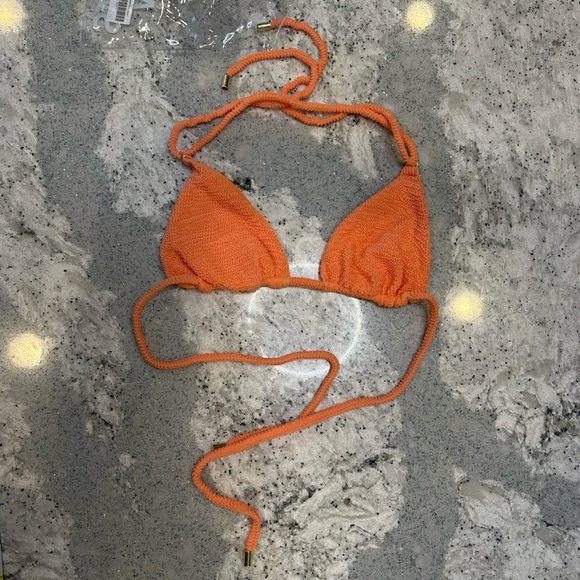 Monday Swimwear Summer Peach Crinkle Hanalei Top Size V - Picture 3 of 6